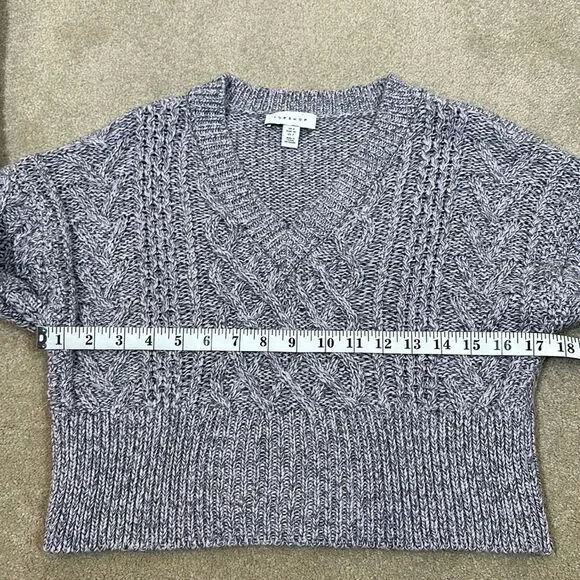 Topshop Purple Grey Knit Crop V-Neck Sweater Women Size 2 - Picture 6 of 8